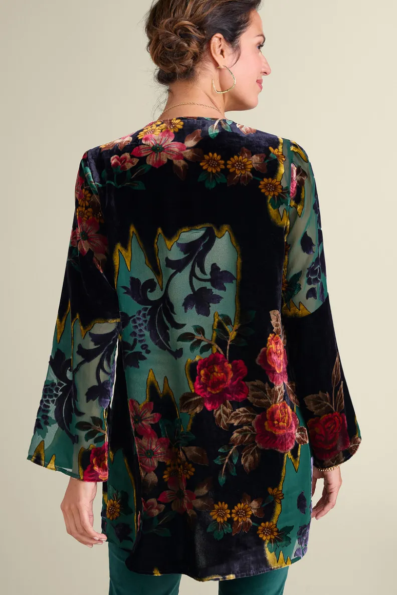Cobertor Aaliyah en Terciopelo Floral con Detalle Burnout Jardín Secreto - Toppers Entornos Suaves