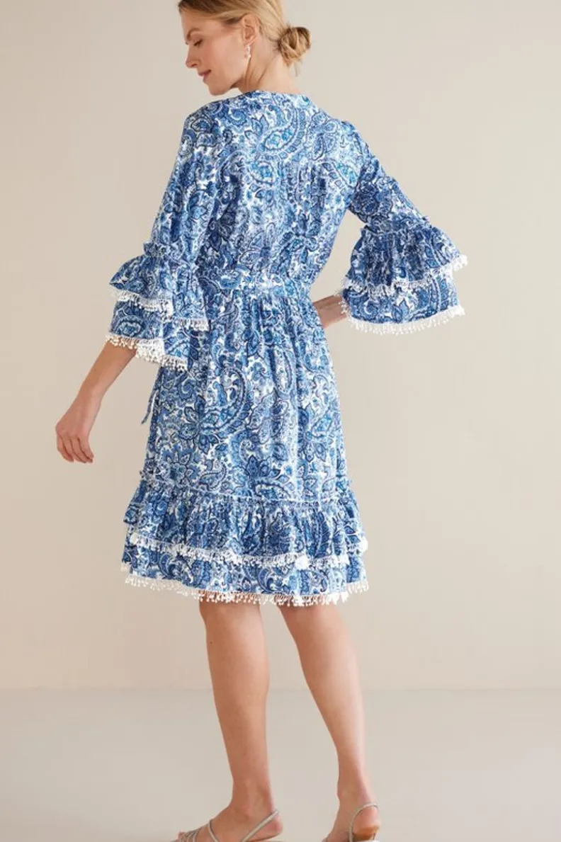 Vestido Corto Adeline Primavera - Estampado Paisley en Chambray Suave | Colección Soft Surroundings