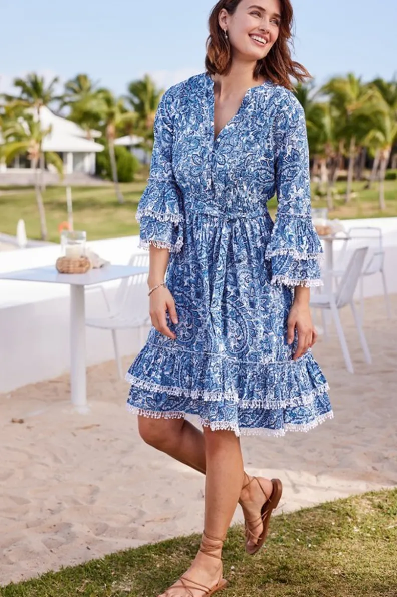 Vestido Corto Adeline Primavera - Estampado Paisley en Chambray Suave | Colección Soft Surroundings