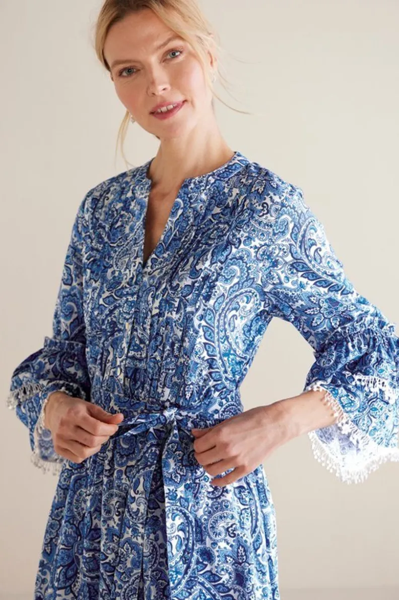 Vestido Corto Adeline Primavera - Estampado Paisley en Chambray Suave | Colección Soft Surroundings