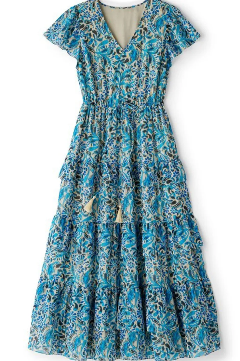 Vestido Largo Aleyah de Soft Surroundings - Estampado Paisley e Ikat con Detalles en Tonos Suaves para una Elegancia Boho-Chic