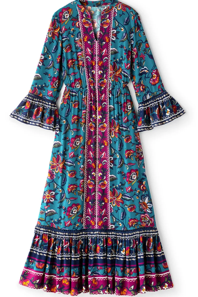 Vestido largo Allene de Soft Surroundings - Estampado floral con bordes decorativos estilo Sophia

(：，，，