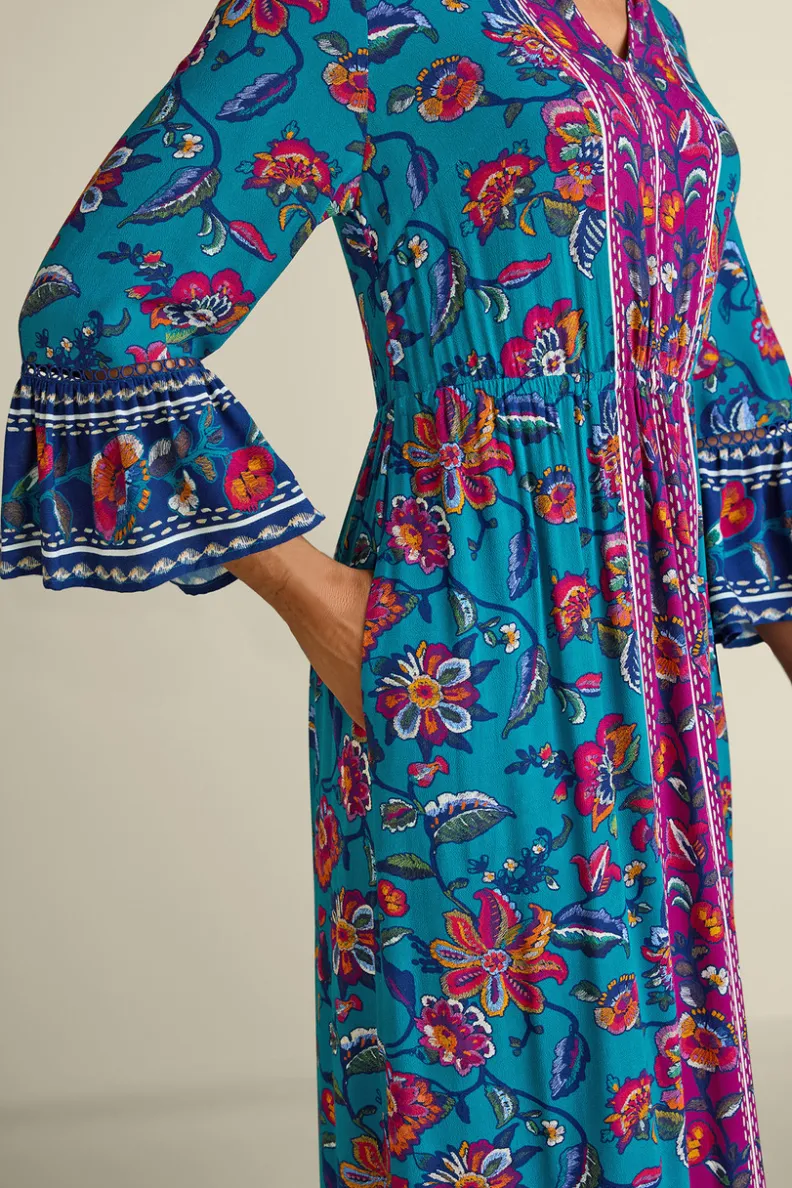 Vestido largo Allene de Soft Surroundings - Estampado floral con bordes decorativos estilo Sophia

(：，，，
