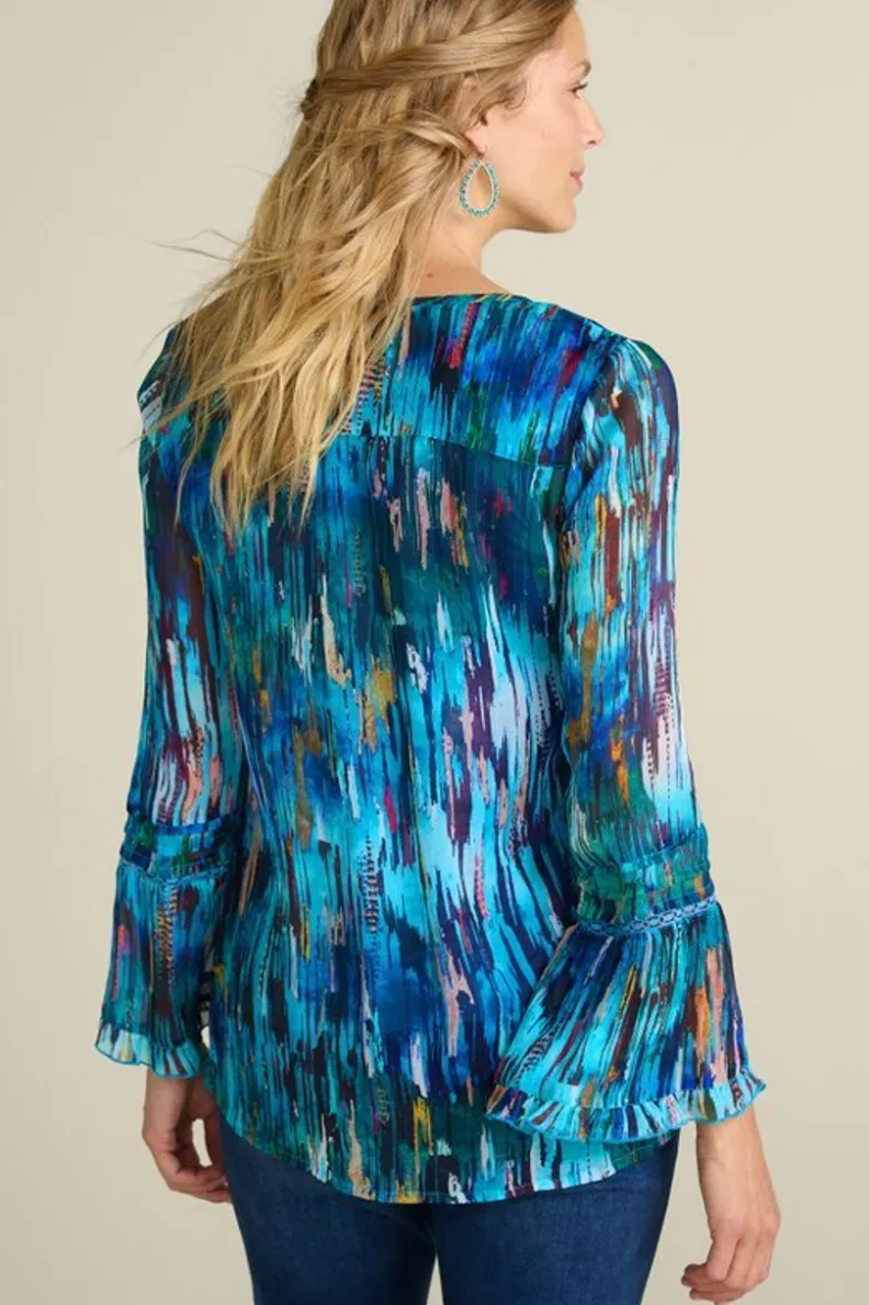 Blusa Amelie de Soft Surroundings - Diseño Casual con Estampado Abstracto Azul Marino