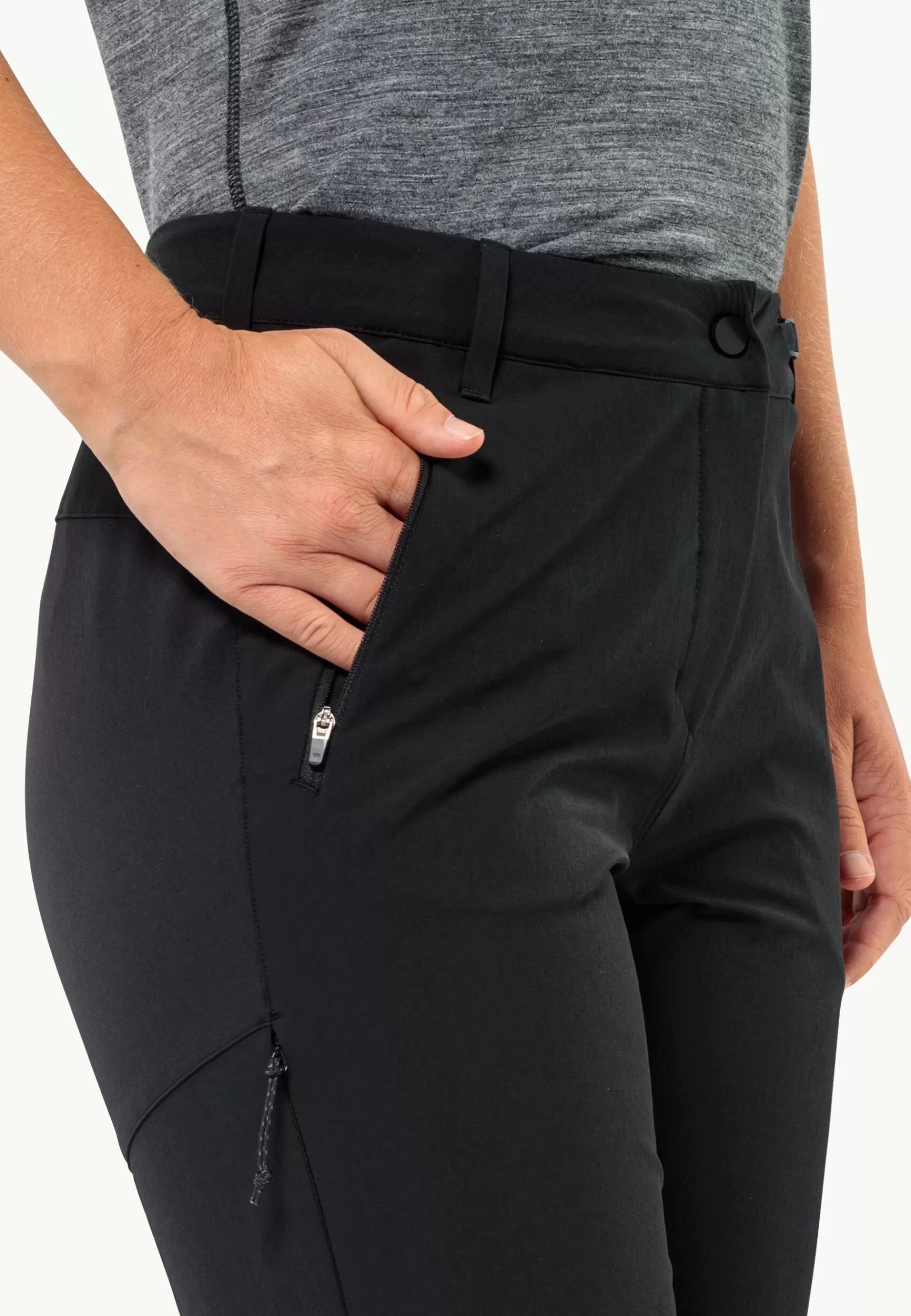 Pantalones Andur W para Senderismo - Softshell Impermeable en Negro | Jack Wolfskin
