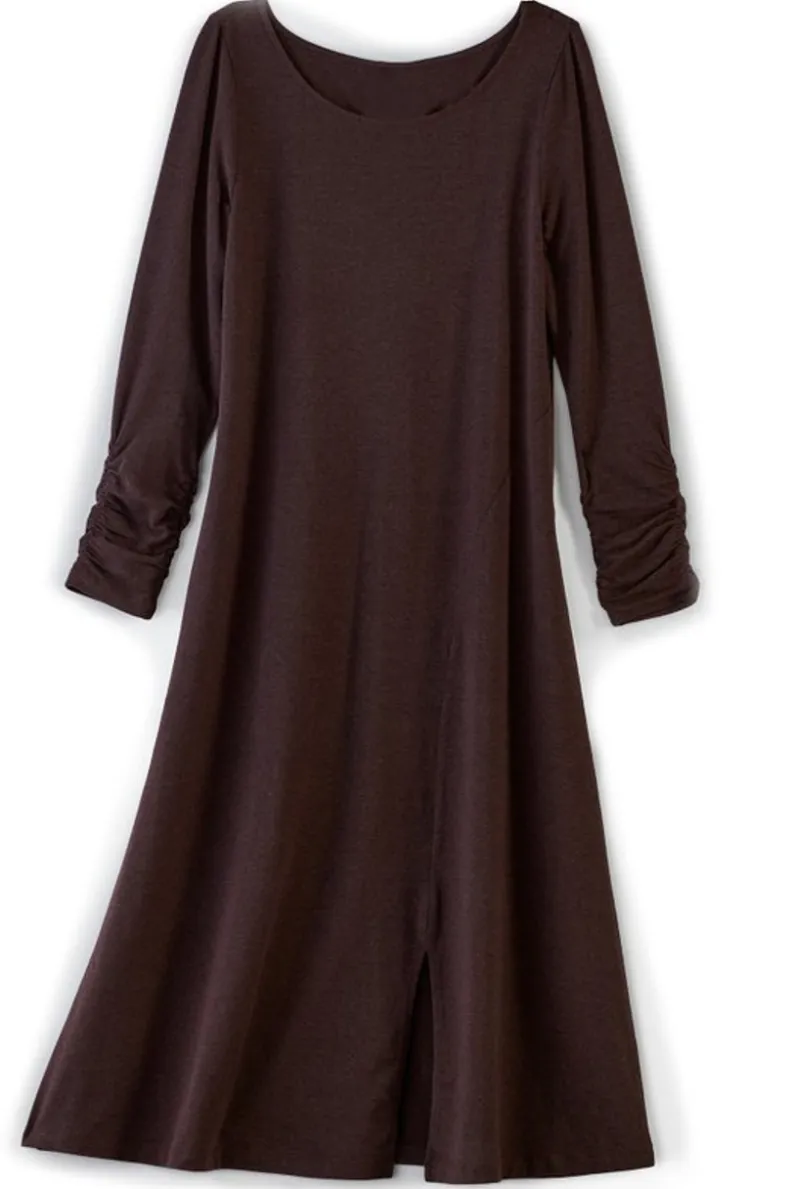 Vestido Annette de Soft Surroundings - Café Oscuro con efecto jaspeado, diseño versátil y tejido suave para uso diario