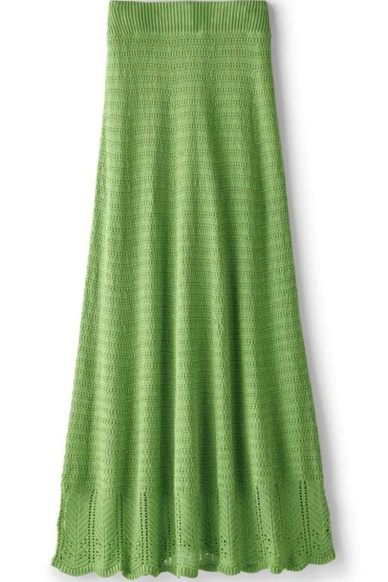 Falda Tejida a Croché Primaveral en Verde Picante - Diseño Acogedor de Soft Surroundings