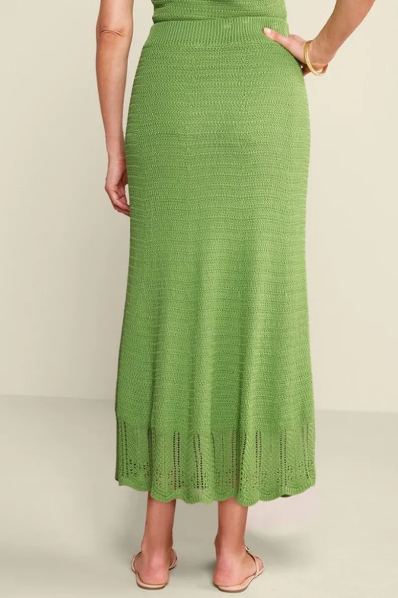 Falda Tejida a Croché Primaveral en Verde Picante - Diseño Acogedor de Soft Surroundings