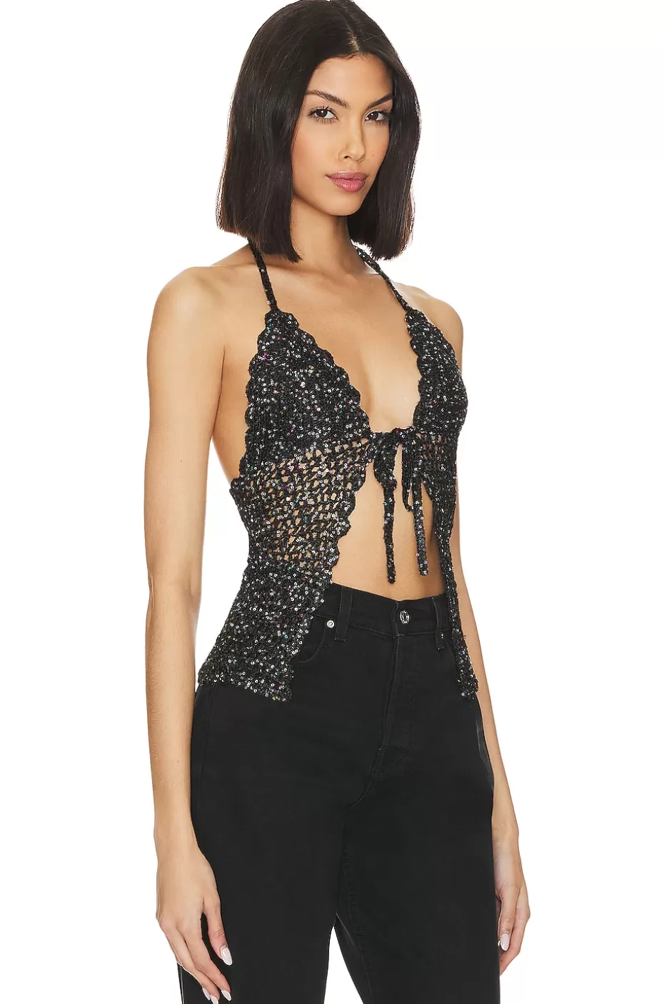 Arian Halter Top con Detalle de Nudo - Lovers + Friends | Diseño Moderno y Femenino