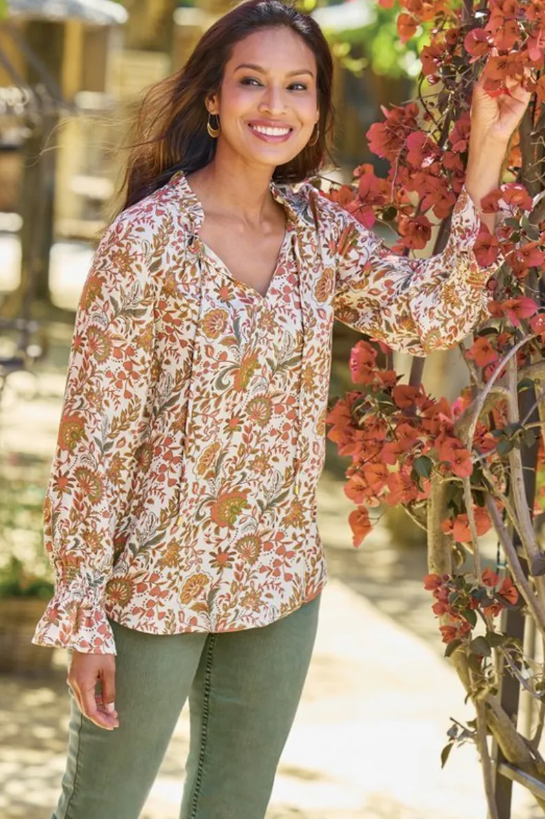 Blusa Otoñal Asha de Manga Larga - Diseño Jardín con Toque Suave by Soft Surroundings