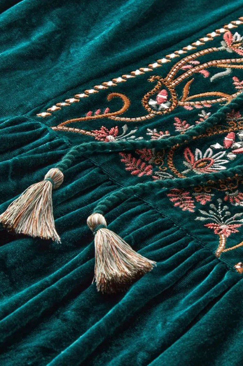 Túnica Ashanti de terciopelo bordado con detalles artesanales - Colección veraniega JuneBug by Soft Surroundings