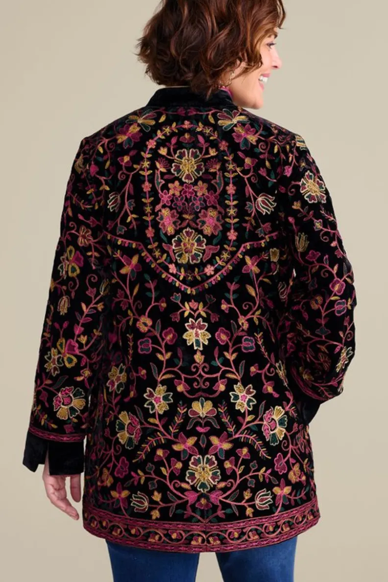 Chaqueta Astrid de Terciopelo Negro - Abrigos Elegantes Soft Surroundings con Diseño Premium 

(，