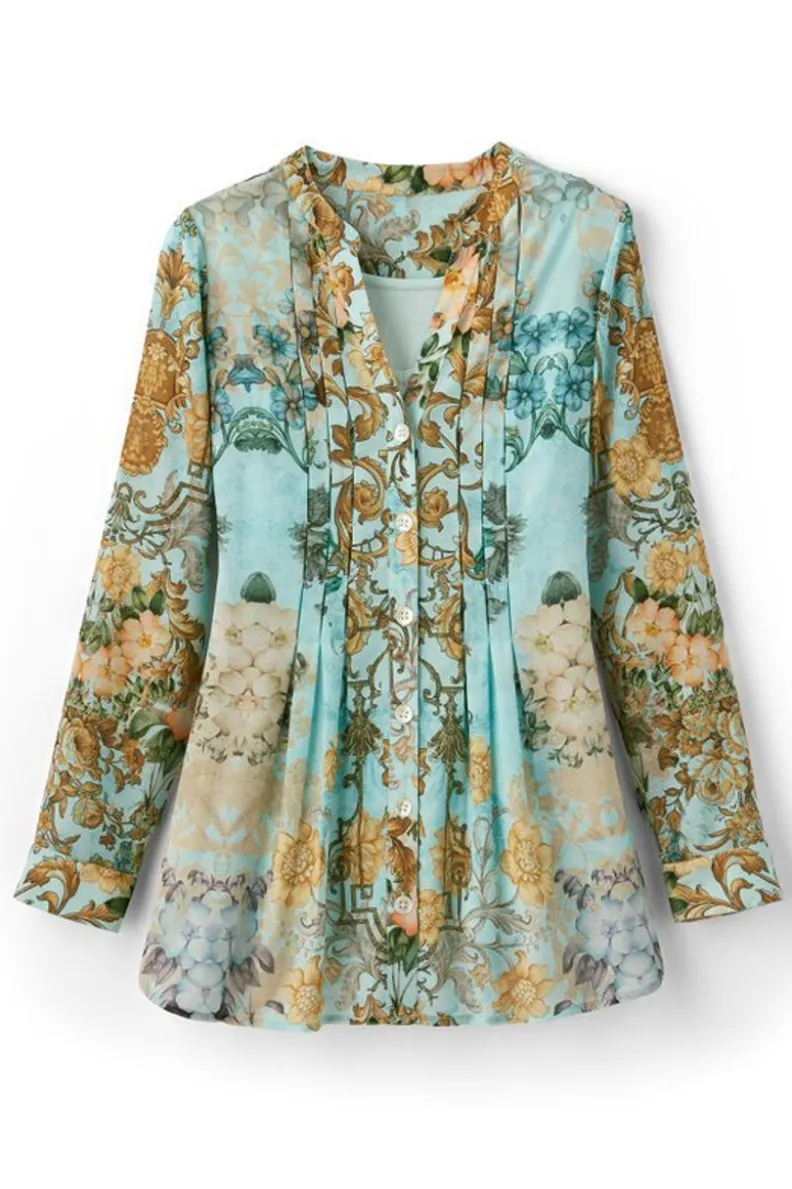 Blusa Barroca con Detalles Delicados y Camisola de Encaje - Conjunto Exclusivo Tops de Soft Surroundings