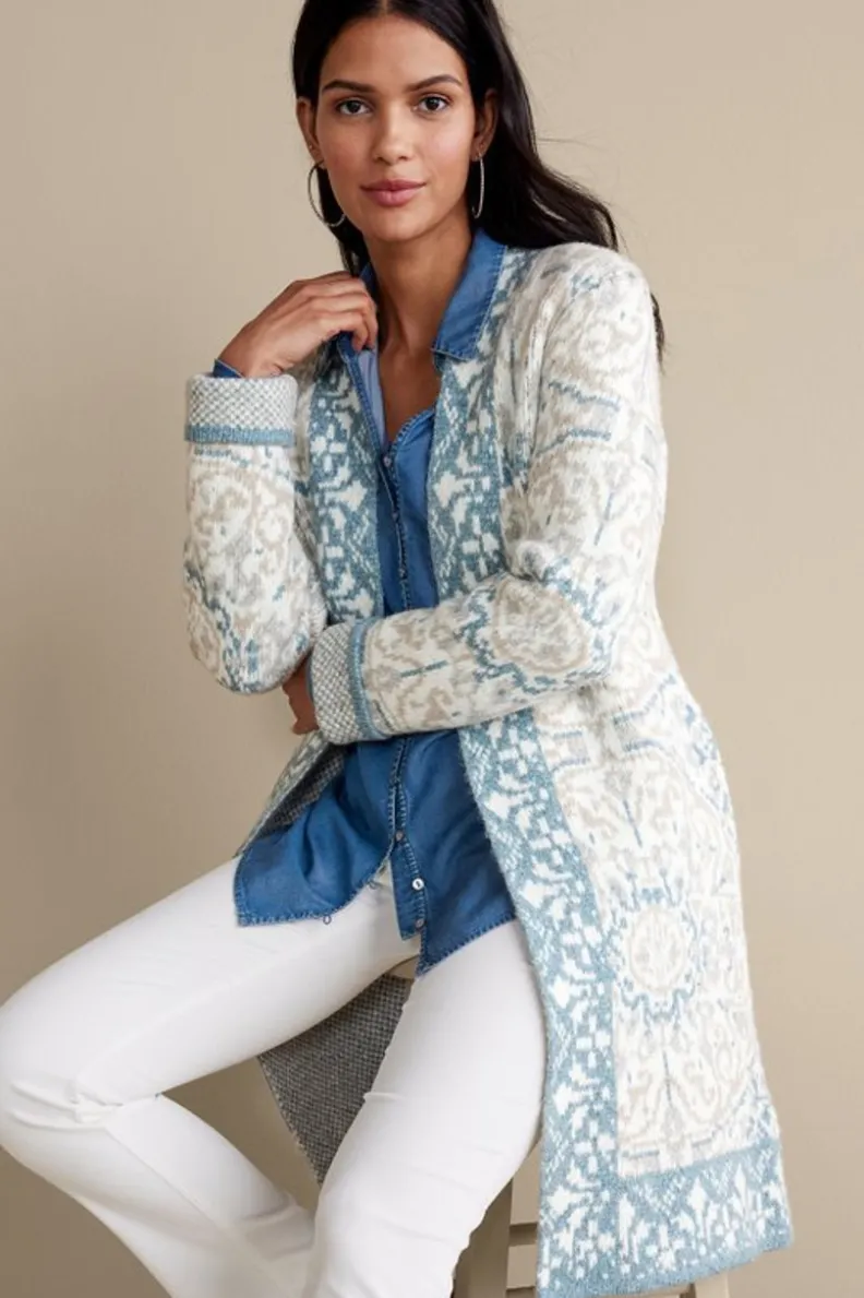 Cardigán Barra Medallion de Soft Surroundings - Abrigo de Punto Confortable con Diseño Multicolor para Mujer