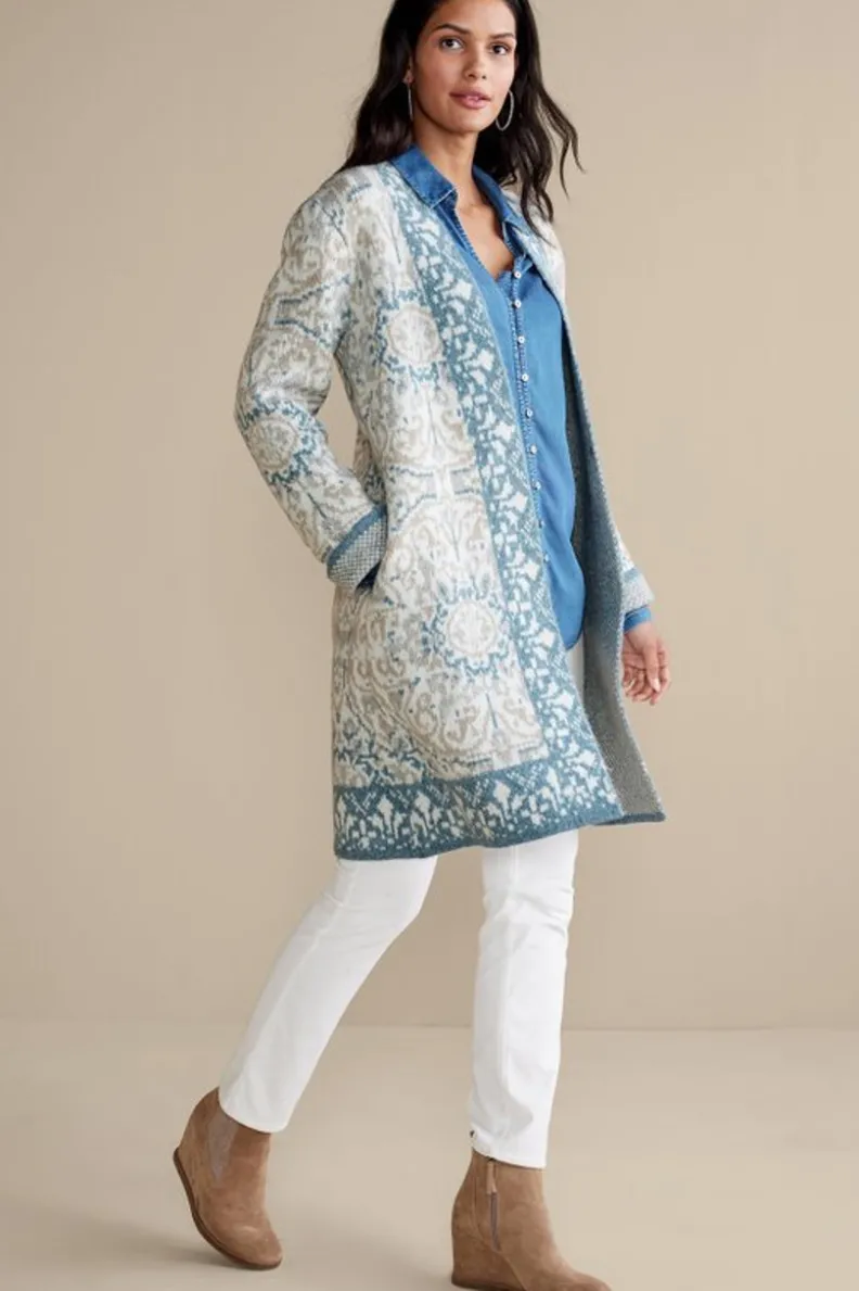 Cardigán Barra Medallion de Soft Surroundings - Abrigo de Punto Confortable con Diseño Multicolor para Mujer