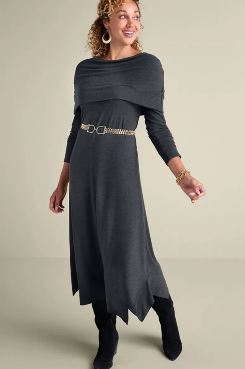 Vestido Midilargo B'call en Punto Carbón - Suave Textura Otoño/Invierno, Soft Surroundings