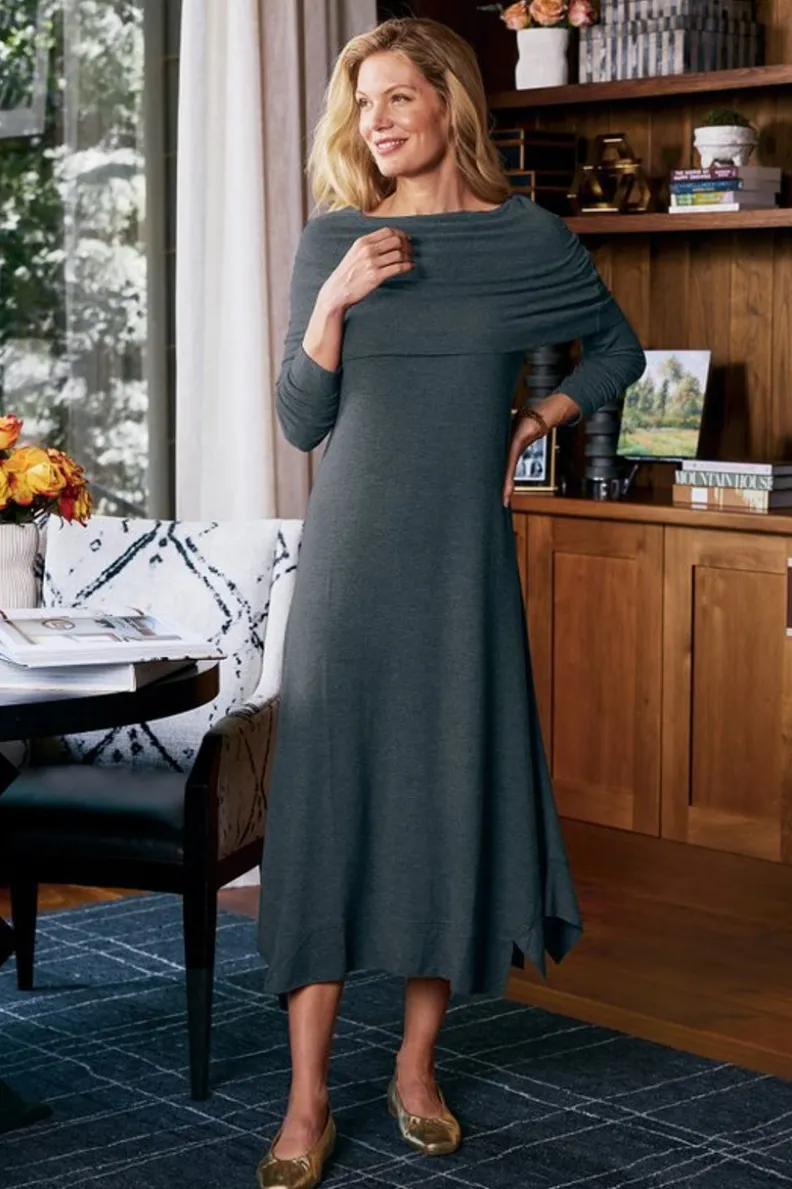 Vestido Midilargo B'call en Punto Carbón - Suave Textura Otoño/Invierno, Soft Surroundings