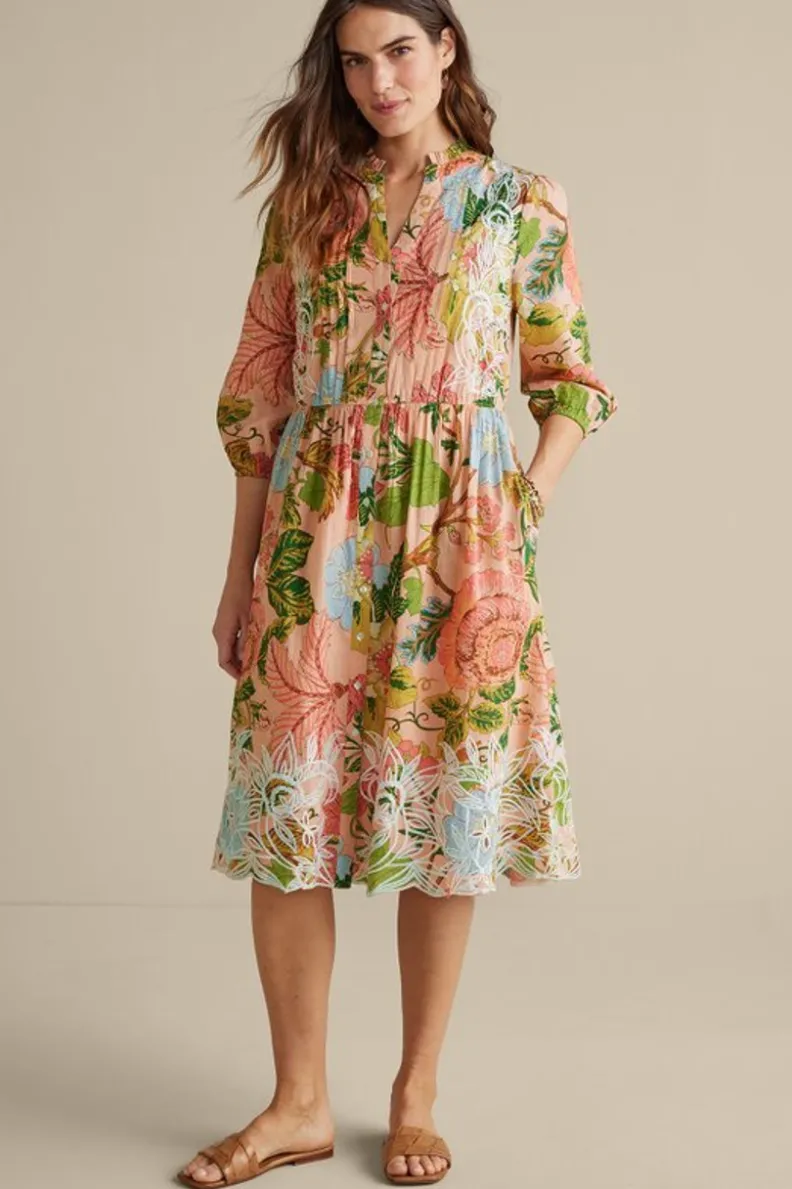 Vestido Midilargo Bordado con Diseño Floral Multicolor - Elegancia Casual de Bellicia by Soft Surroundings