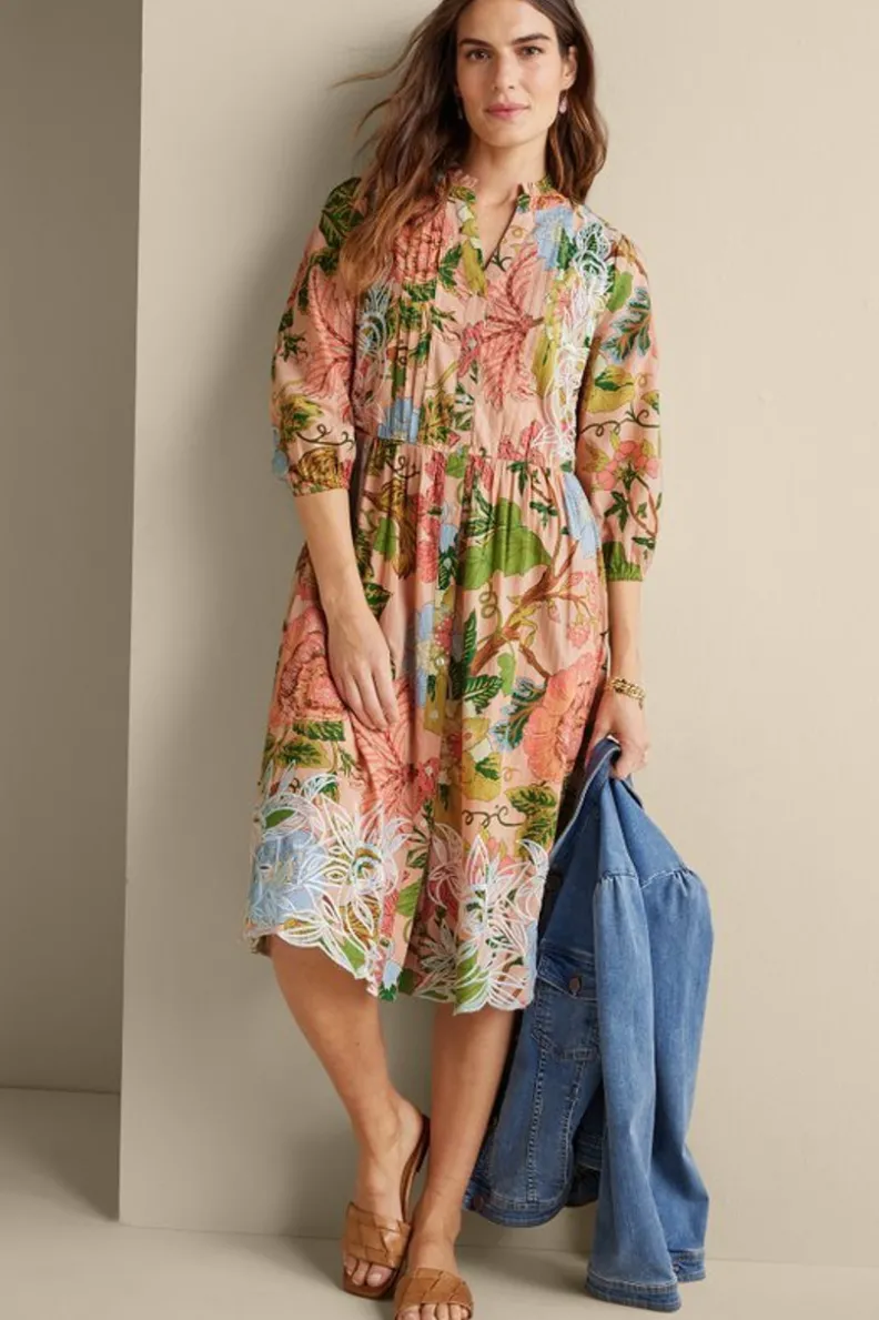 Vestido Midilargo Bordado con Diseño Floral Multicolor - Elegancia Casual de Bellicia by Soft Surroundings