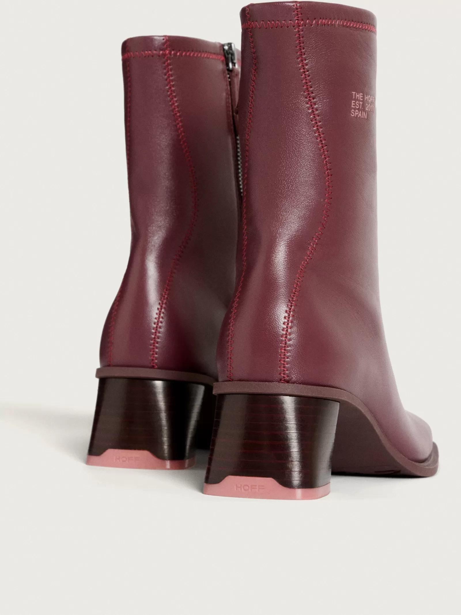 Botines y Botas de Mujer HOFF - Tacón Medio en Cuero BURDEOS | Colección Invierno 2023