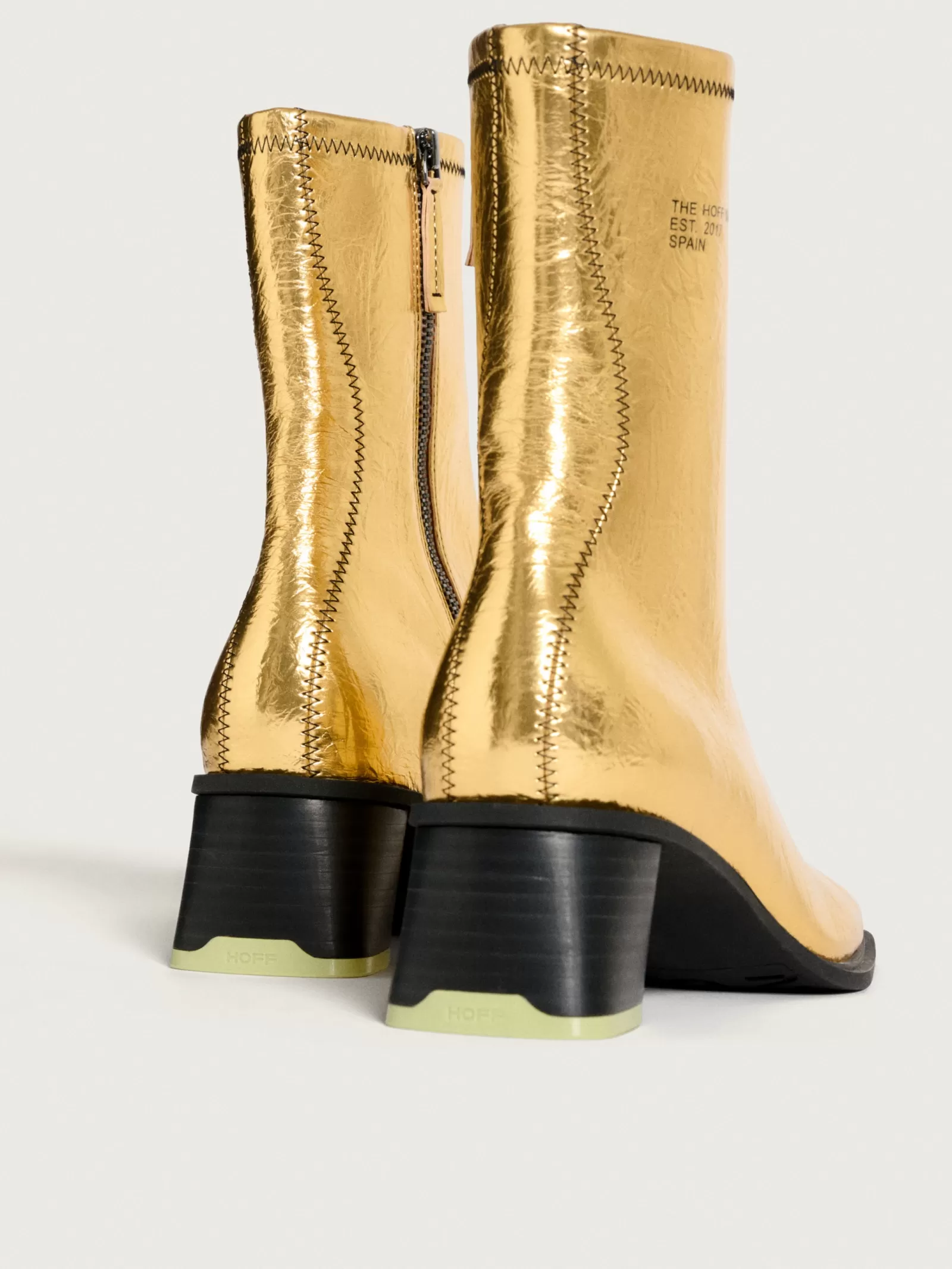 HOFF Botines y Botas de Mujer con Tacón Dorado - Elegancia Invernal en Cuero Auténtico