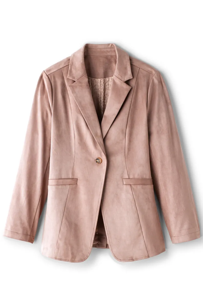 Chaqueta Breck en Piel Ecológica Tono Piedra - Diseño Versátil para Mujer | Abrigos y Blazers Soft Surroundings