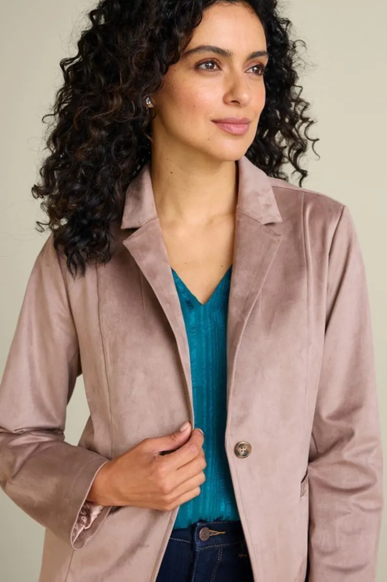 Chaqueta Breck en Piel Ecológica Tono Piedra - Diseño Versátil para Mujer | Abrigos y Blazers Soft Surroundings