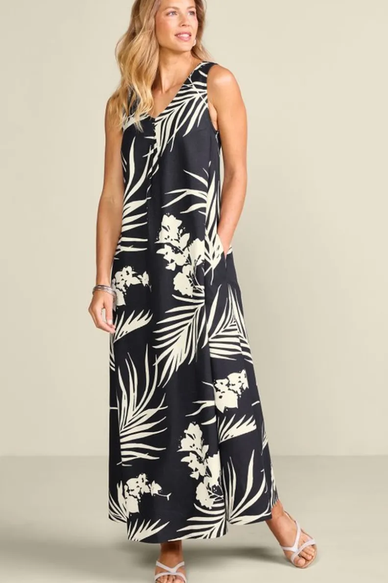 Vestido Largo Capri con Estampado de Palmeras - Comodidad Boho de Soft Surroundings | Diseño Brasileño para Días de Verano
