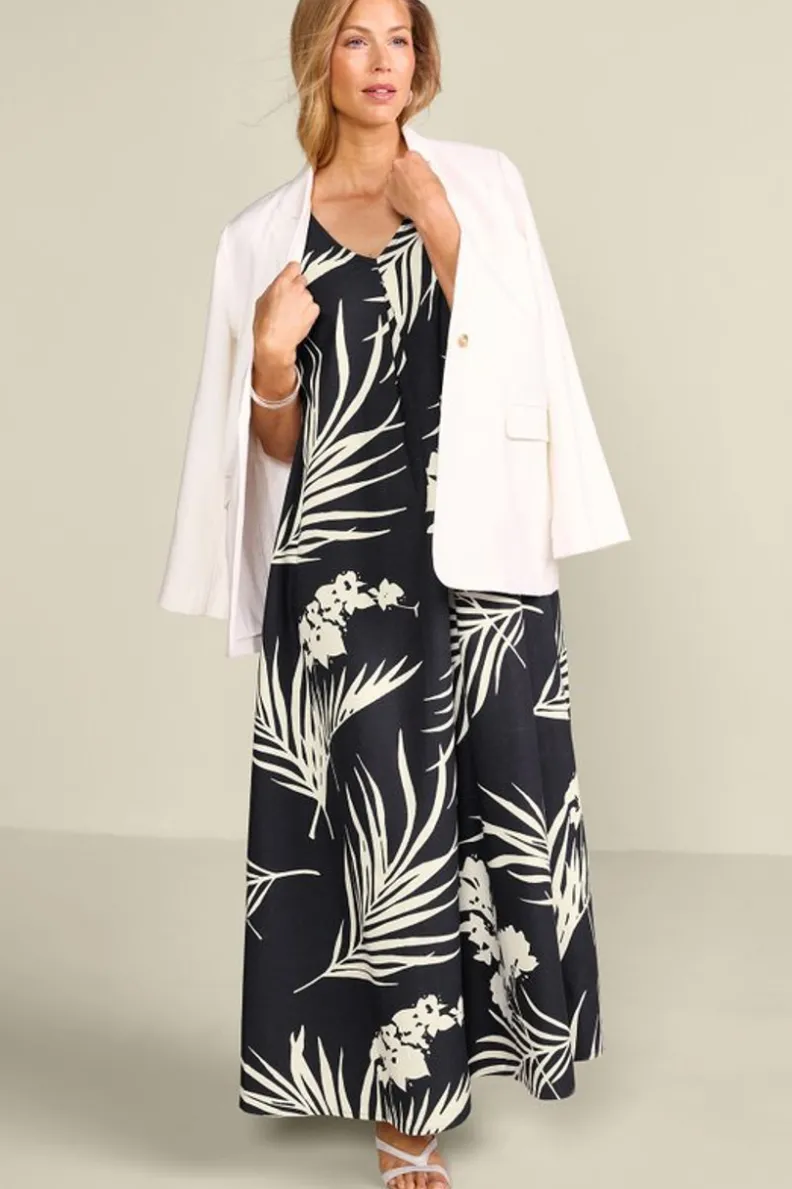 Vestido Largo Capri con Estampado de Palmeras - Comodidad Boho de Soft Surroundings | Diseño Brasileño para Días de Verano