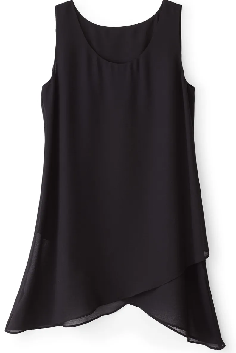 Sofisticada Túnica Céline en Ébano - Blusa Larga con Detalles Acanalados de Soft Surroundings