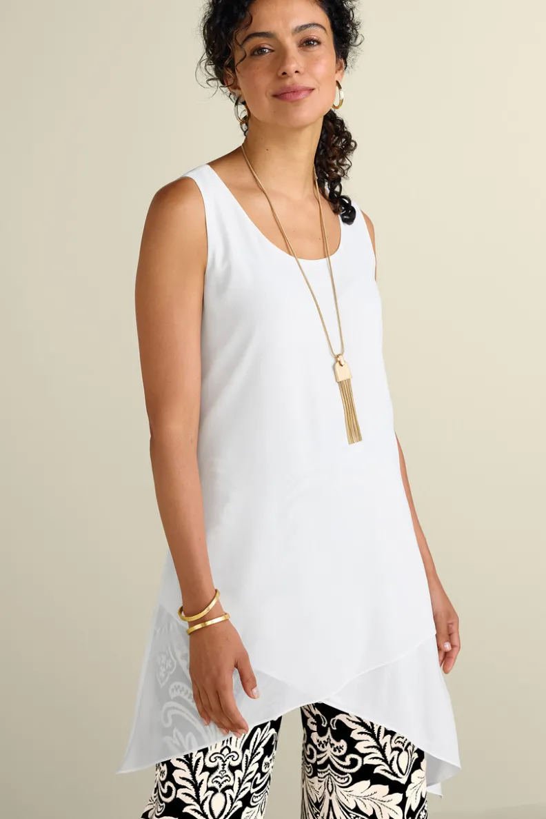 Sofisticada Túnica Céline en Ébano - Blusa Larga con Detalles Acanalados de Soft Surroundings