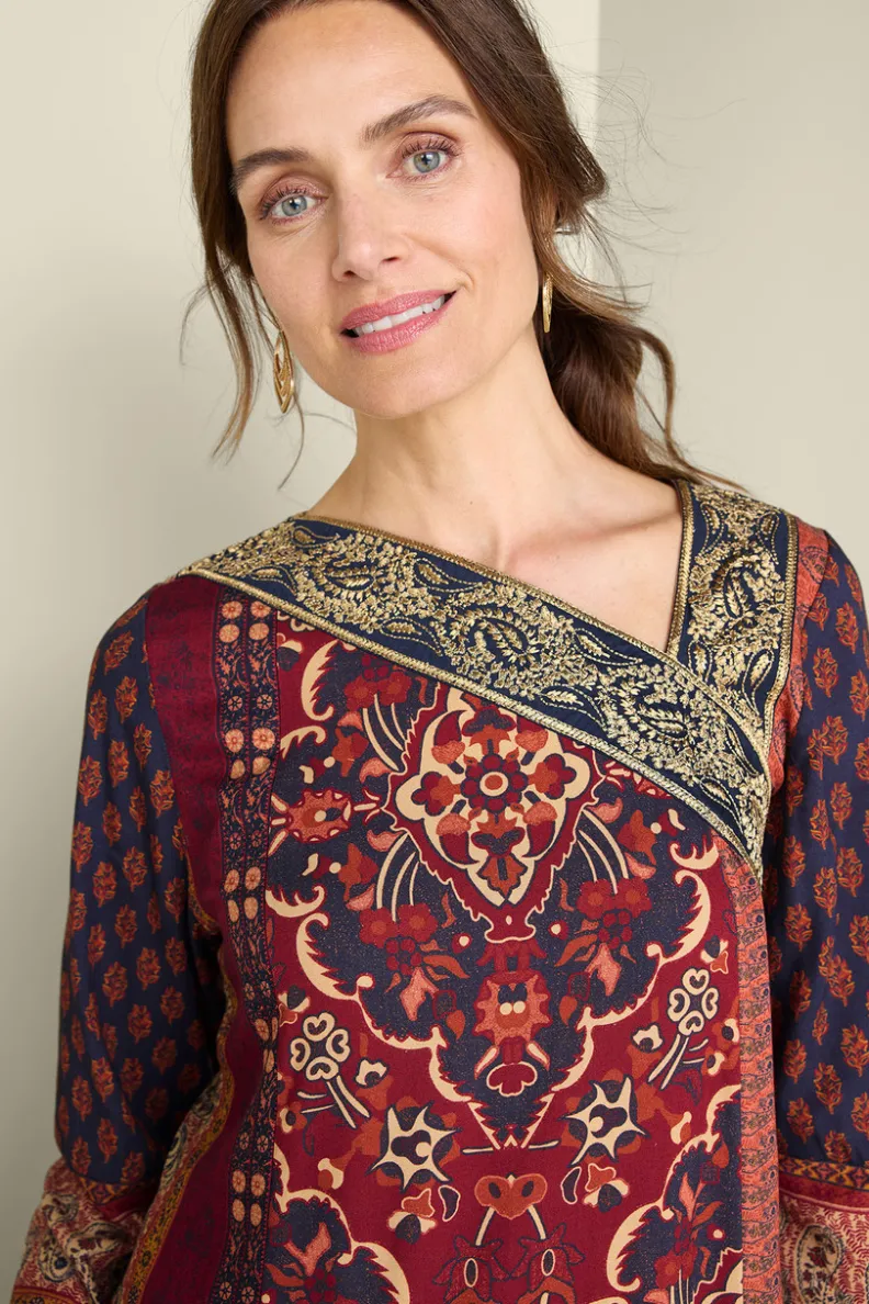 Vestido Largo Cindra de Soft Surroundings - Diseño Mosaico Otoñal en Tonos Tierra con Detalles Artesanales, Talla Grande y Confort Suave para Temporada de Transición