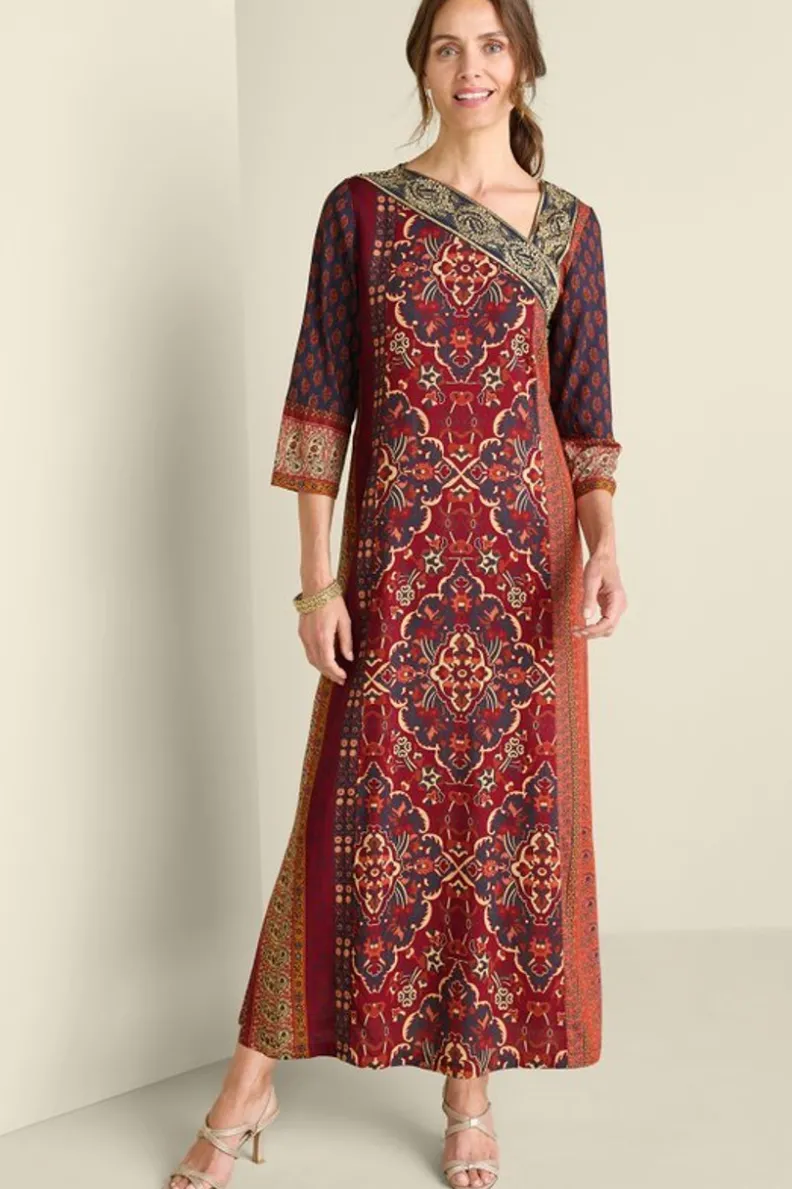 Vestido Largo Cindra de Soft Surroundings - Diseño Mosaico Otoñal en Tonos Tierra con Detalles Artesanales, Talla Grande y Confort Suave para Temporada de Transición