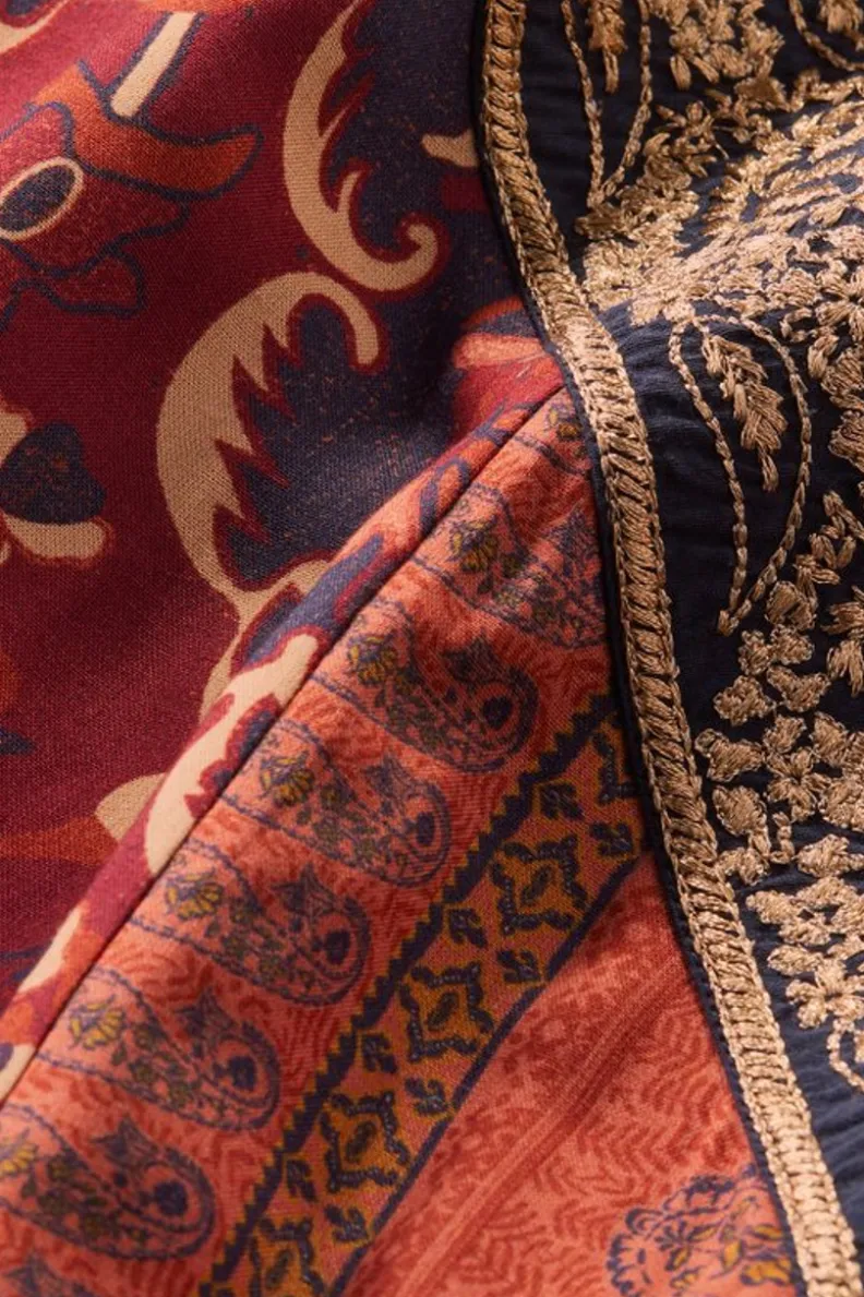 Vestido Largo Cindra de Soft Surroundings - Diseño Mosaico Otoñal en Tonos Tierra con Detalles Artesanales, Talla Grande y Confort Suave para Temporada de Transición
