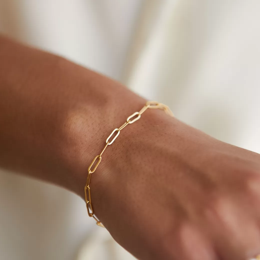 Pulsera Cozumel Clip Dorada - Joyas Artesanales Atolea en Acero Quirúrgico | Talla Única con Detalle Marino
