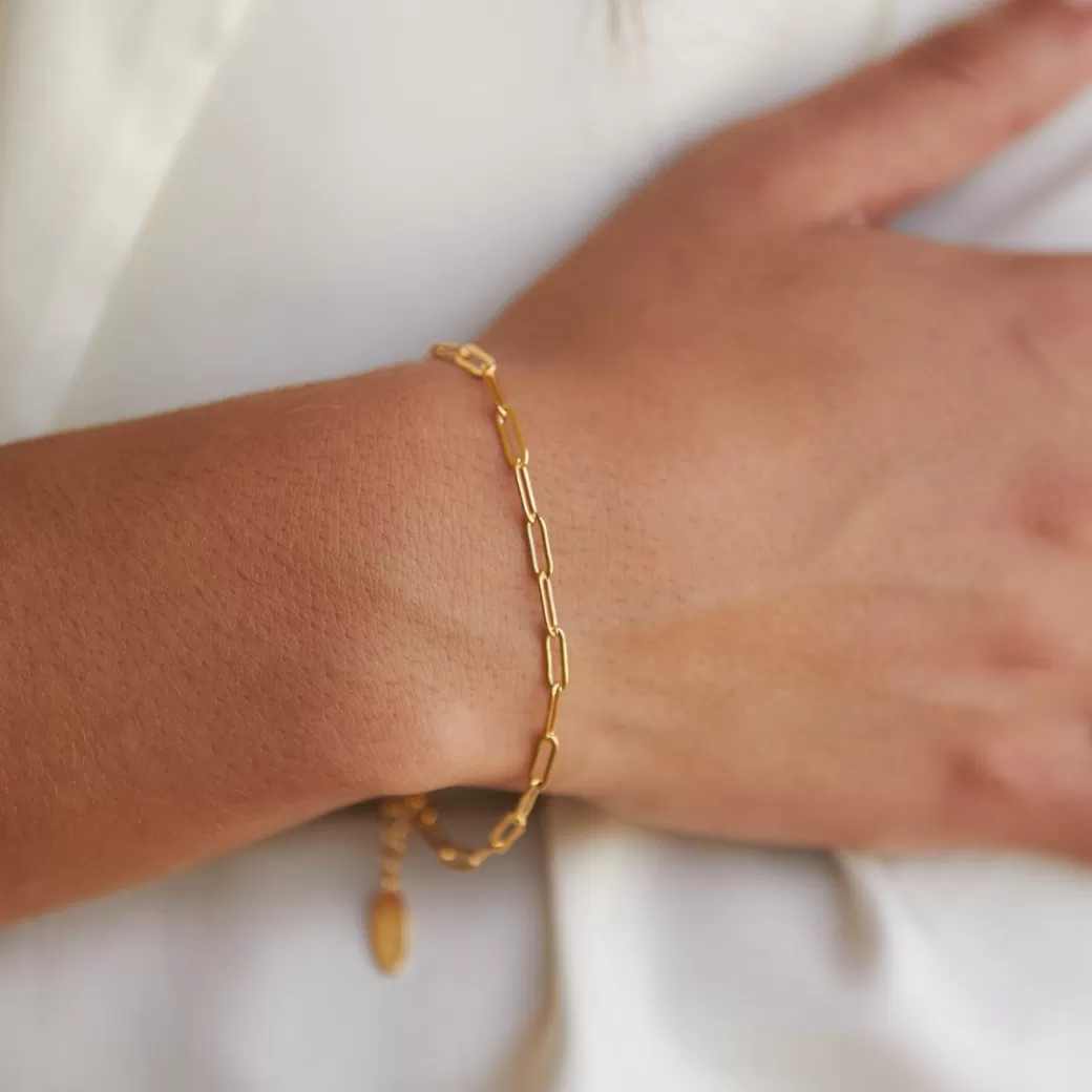 Pulsera Cozumel Clip Dorada - Joyas Artesanales Atolea en Acero Quirúrgico | Talla Única con Detalle Marino