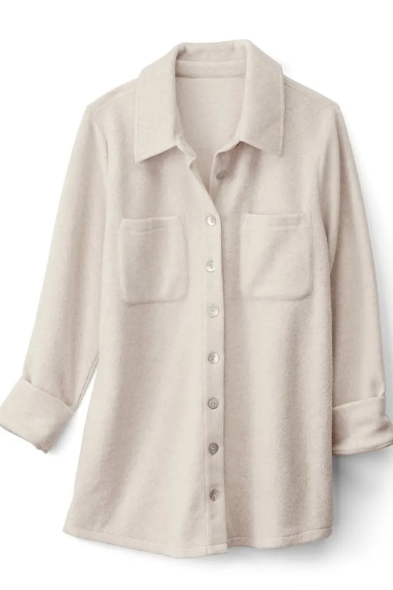 Camisa Oversize Tops Entornos Suaves - Tejido Ultra Suave Color Heather Taupe, Estilo Boyfriend Cálido y Abrigado
