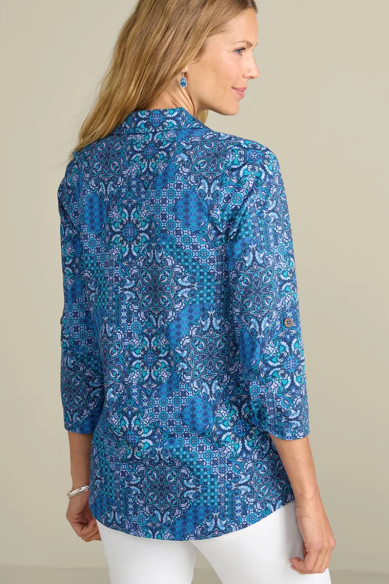 Túnica Danielle de Soft Surroundings - Blusa elegante con mangas 3/4 para combinar con leggings cómodos