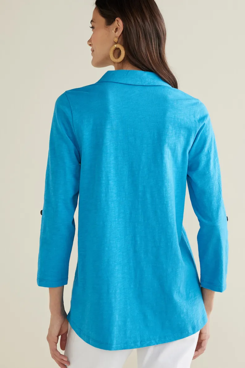 Túnica Danielle de Soft Surroundings - Blusa elegante con mangas 3/4 para combinar con leggings cómodos