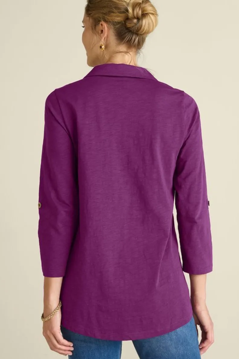 Túnica Danielle de Soft Surroundings - Blusa elegante con mangas 3/4 para combinar con leggings cómodos