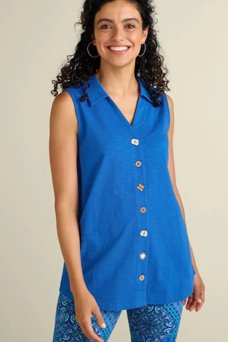 Blusas Elegantes: Túnica Danielle sin Mangas de SoftSurroundings - Conjuntos con Mallas Cómodas