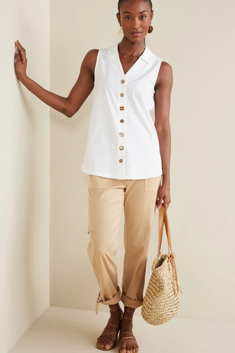 Blusas Elegantes: Túnica Danielle sin Mangas de SoftSurroundings - Conjuntos con Mallas Cómodas
