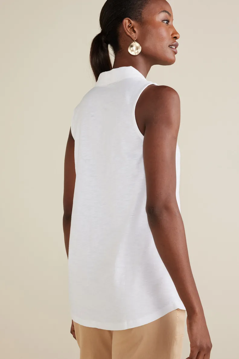 Blusas Elegantes: Túnica Danielle sin Mangas de SoftSurroundings - Conjuntos con Mallas Cómodas