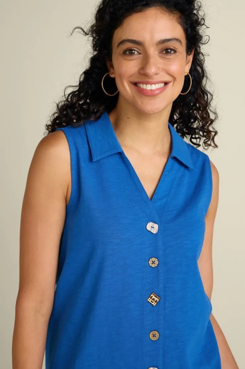 Blusas Elegantes: Túnica Danielle sin Mangas de SoftSurroundings - Conjuntos con Mallas Cómodas