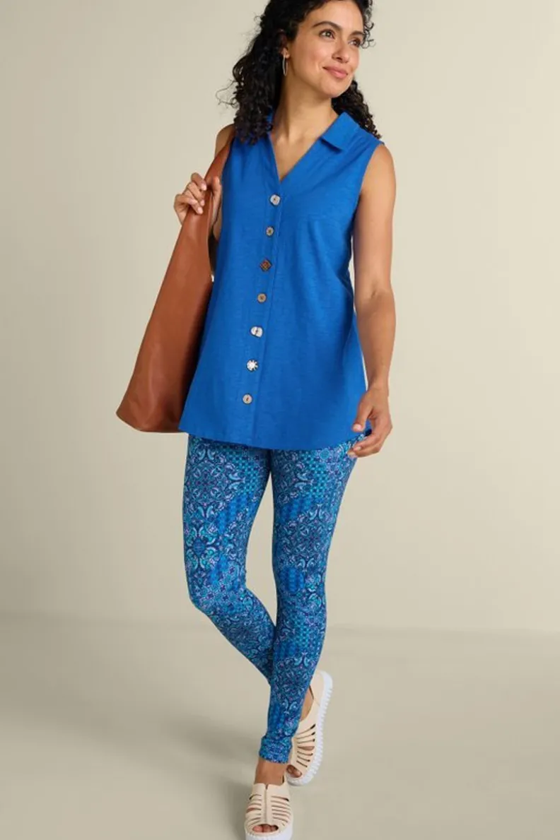 Blusas Elegantes: Túnica Danielle sin Mangas de SoftSurroundings - Conjuntos con Mallas Cómodas