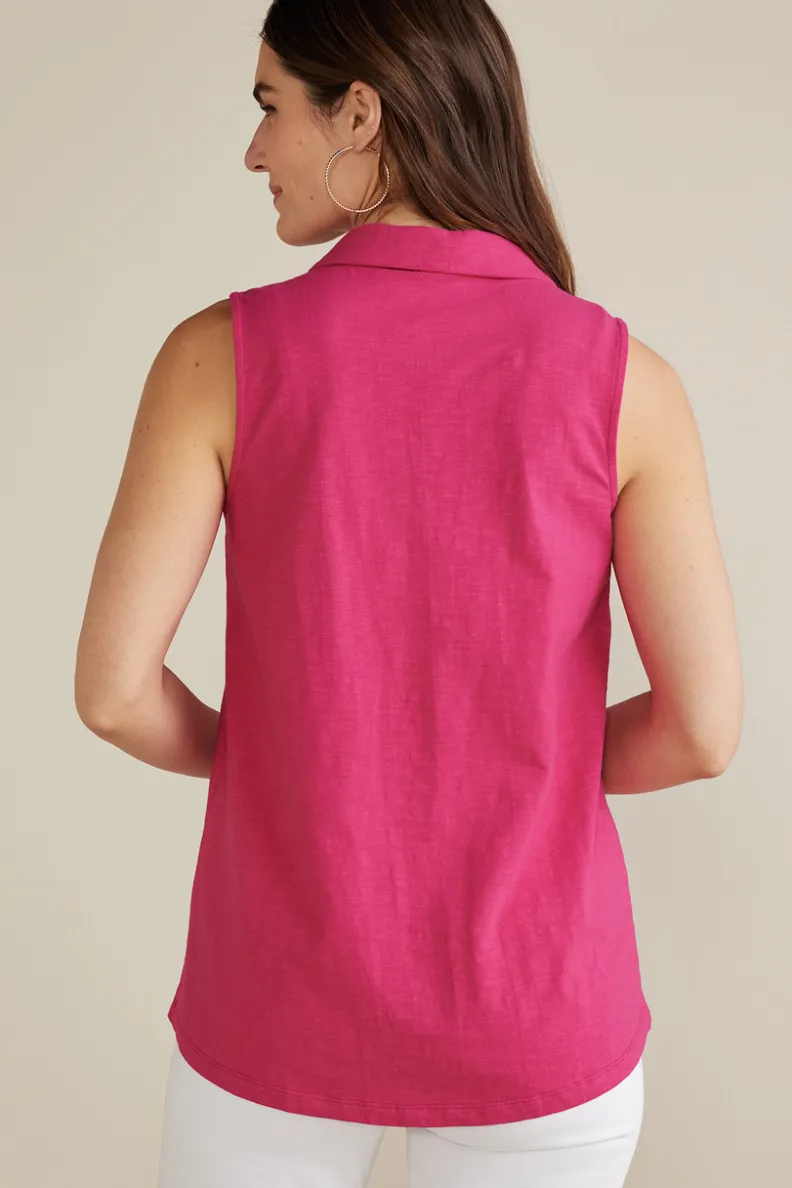 Blusas Elegantes: Túnica Danielle sin Mangas de SoftSurroundings - Conjuntos con Mallas Cómodas