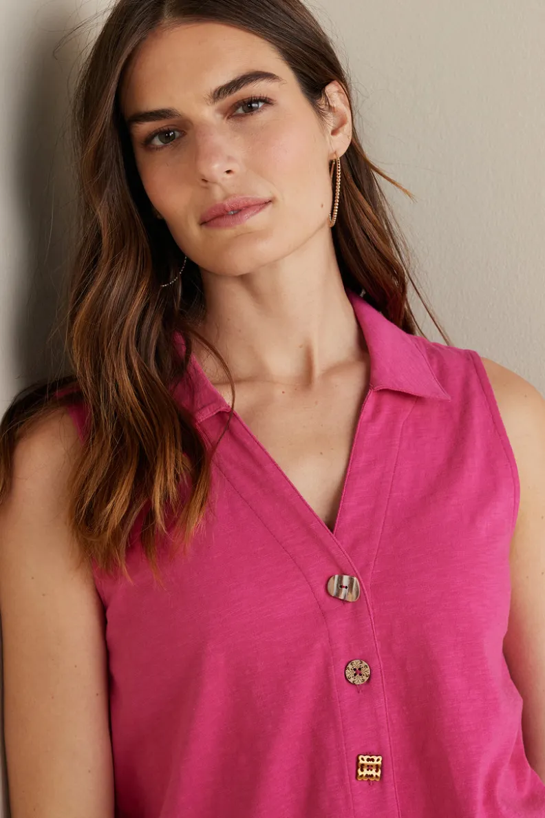 Blusas Elegantes: Túnica Danielle sin Mangas de SoftSurroundings - Conjuntos con Mallas Cómodas