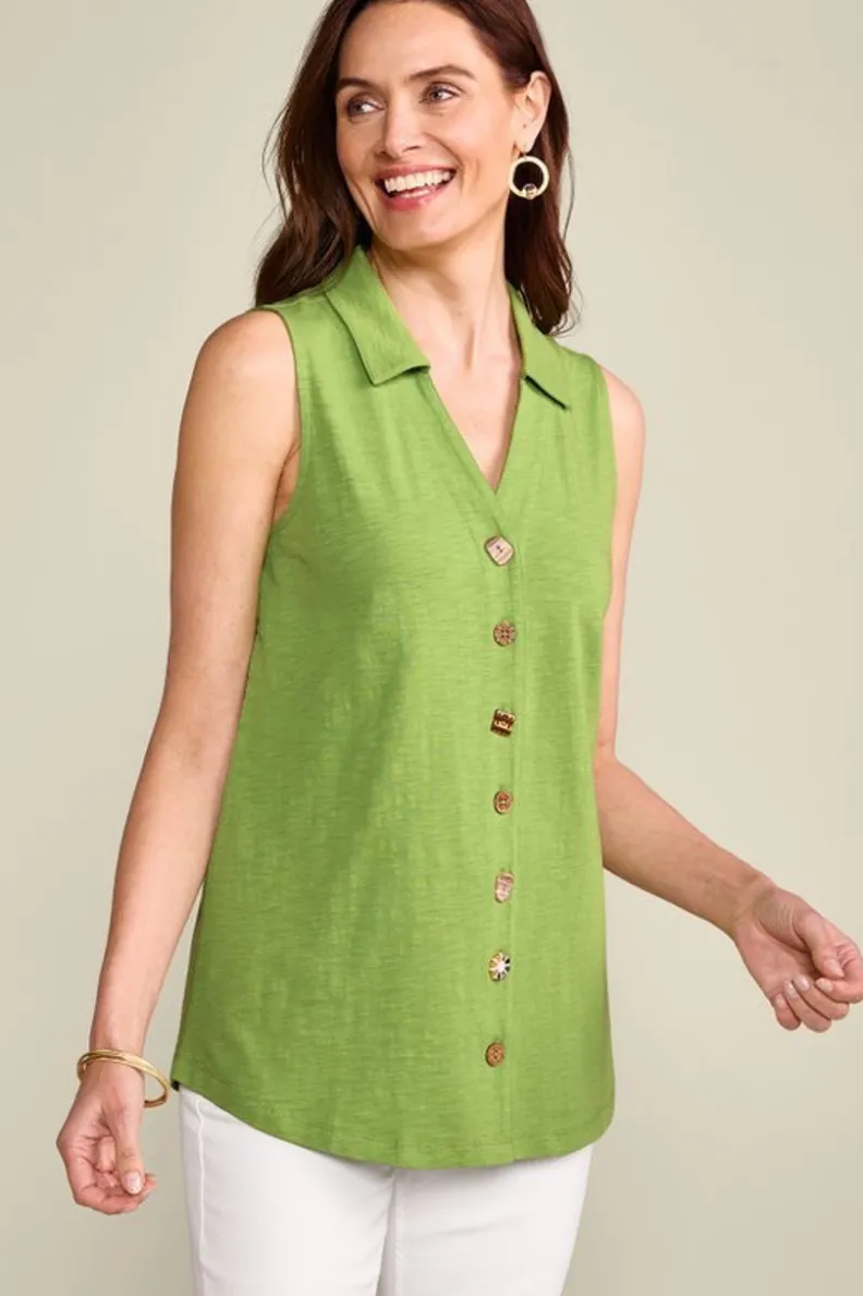 Blusas Elegantes: Túnica Danielle sin Mangas de SoftSurroundings - Conjuntos con Mallas Cómodas