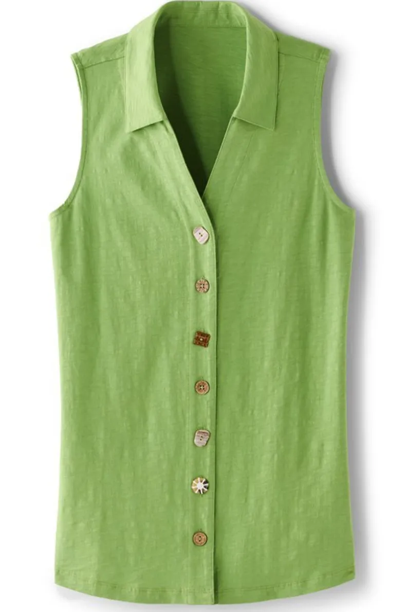 Blusas Elegantes: Túnica Danielle sin Mangas de SoftSurroundings - Conjuntos con Mallas Cómodas