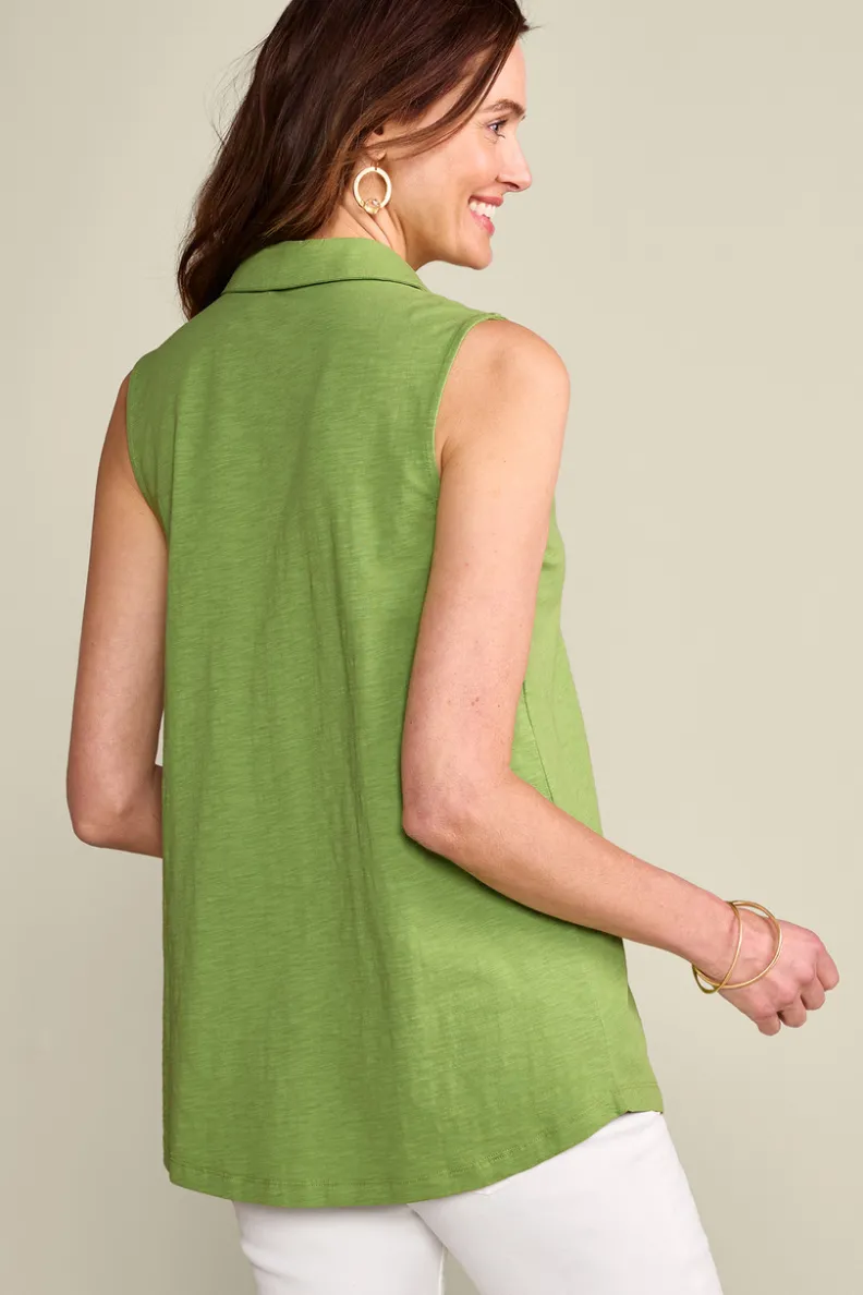 Blusas Elegantes: Túnica Danielle sin Mangas de SoftSurroundings - Conjuntos con Mallas Cómodas